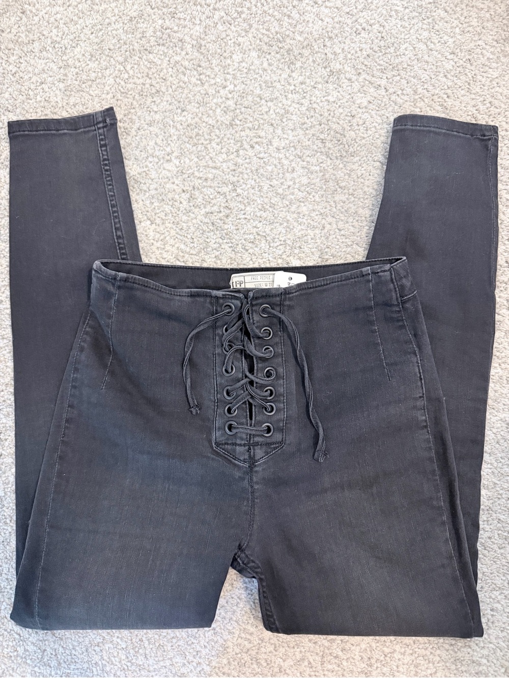 Free People Lace-Up High-Waist Women’s Jeans - Black